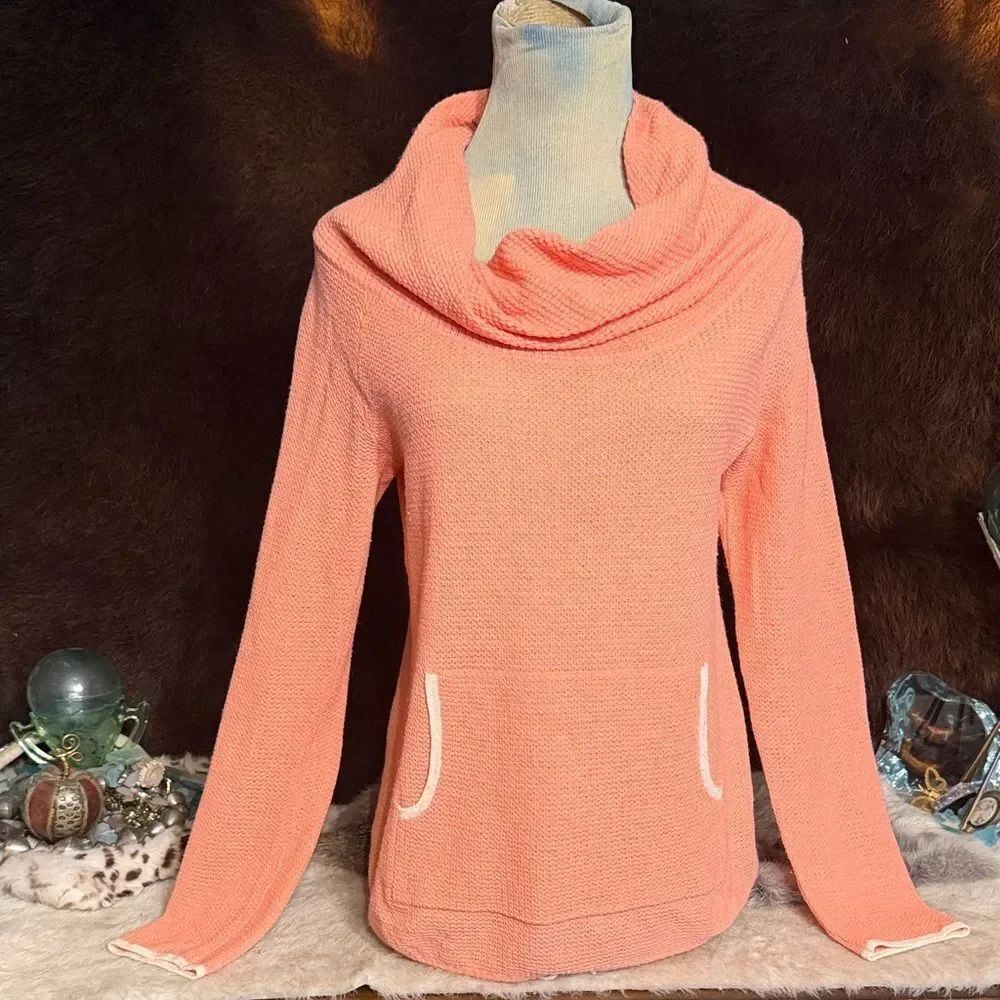 sparrow Coral peach Knit Cowl Neck Pullover S (3200)